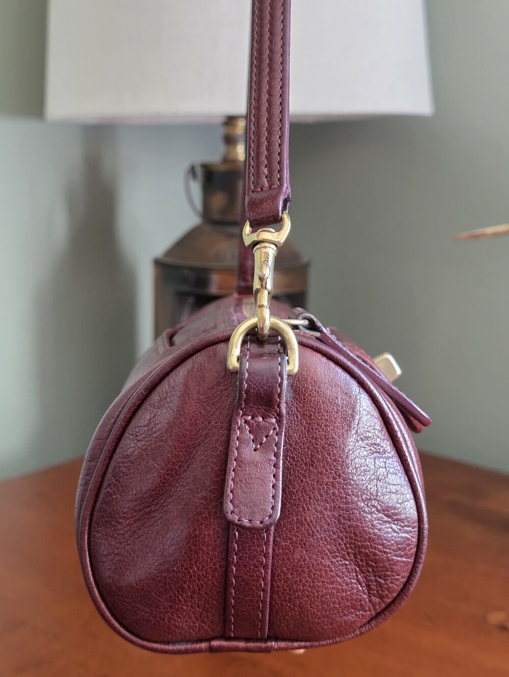 Coach 9707 Glazed Water Buffalo Roll Barrel Bag Mahogany Leather Vintage - Picture 4 of 16